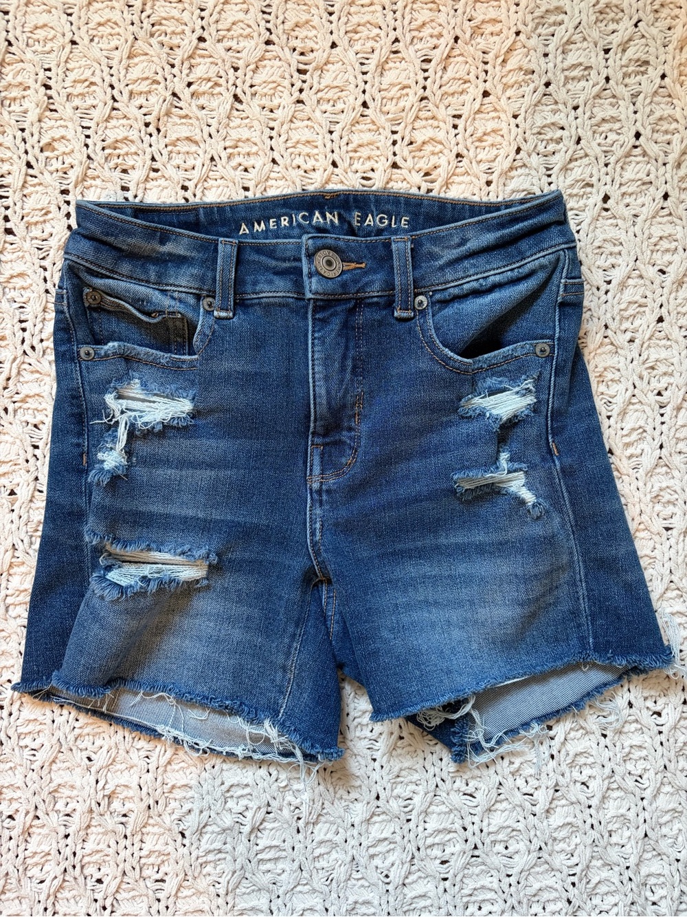 American Eagle Outfitters Women's Distressed Denim Shorts - High Waist - Size 2